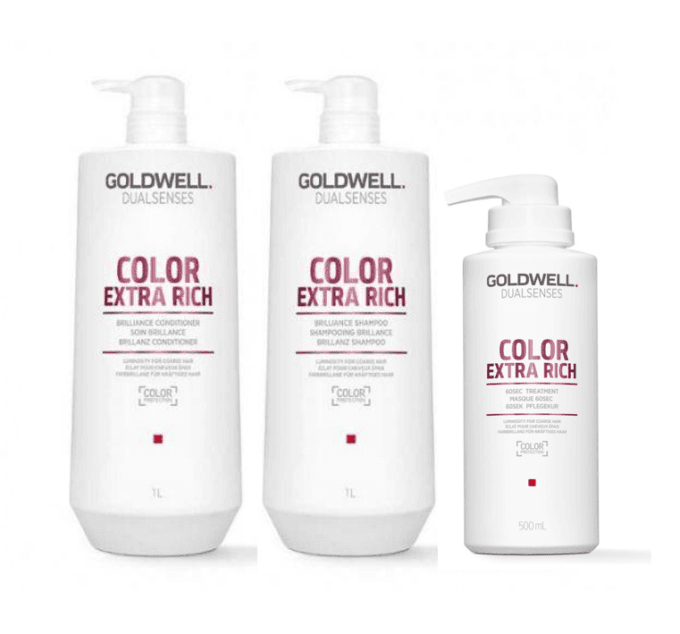 Goldwell Dualsenses Color Extra Rich Big Bottle Trio Bundle Halo Hair & Skin - bestkoreanskincare.com.au