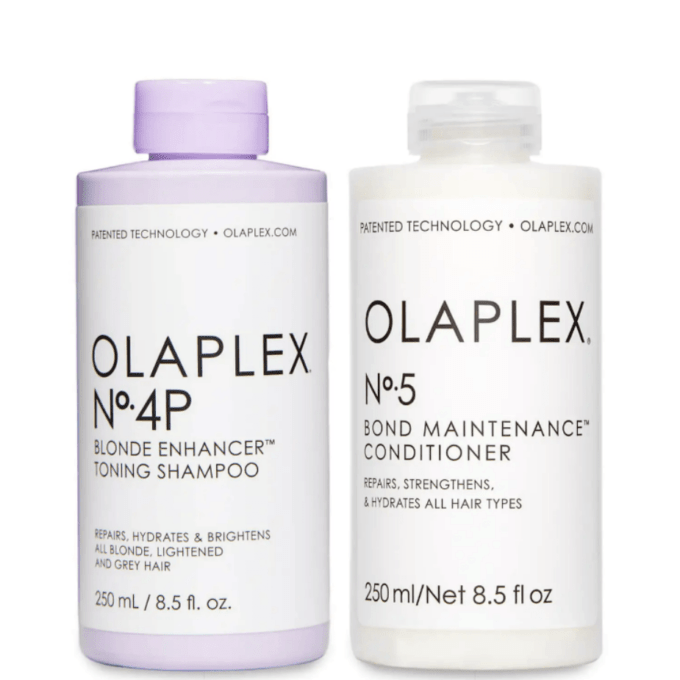 Olaplex No.4P Blonde Enhancer Toning Shampoo 250ml and No.5 Conditioner 250ml Bundle Halo Hair & Skin - bestkoreanskincare.com.au
