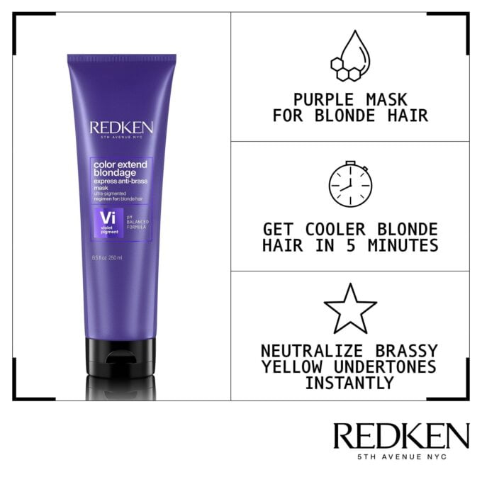 Redken Color Extend Blondage Express Anti-Brass Purple Hair Mask 250ml Halo Hair & Skin - bestkoreanskincare.com.au