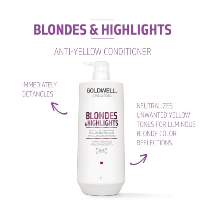 Goldwell Dualsenses Blondes & Highlights Anti-Yellow Conditioner 1000ml Halo Hair & Skin - bestkoreanskincare.com.au