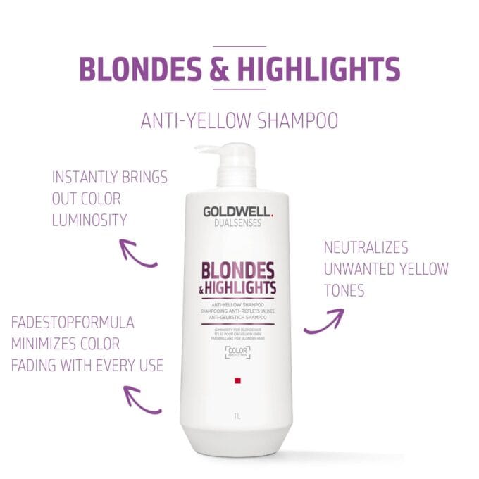 Goldwell Dualsenses Blondes & Highlights Anti-Yellow Shampoo 1000ml Halo Hair & Skin - bestkoreanskincare.com.au